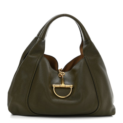 Gucci Grained Calfskin Softbit Maxi Shoulder Bag Forest Green 1 of 10