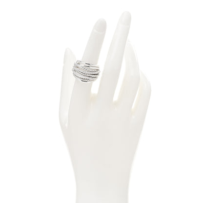 David Yurman Sterling Silver Diamond 18mm Wide Crossover Ring 54 6.75 2 of 4