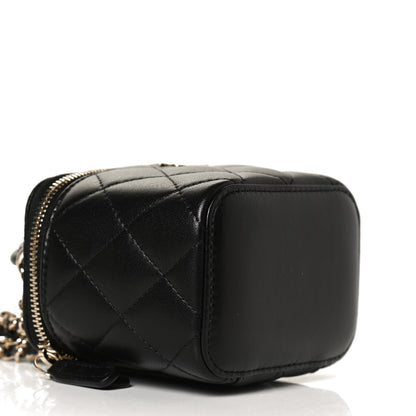 Chanel Lambskin Quilted Top Handle Mini Vanity Case With Chain Black 9 of 12