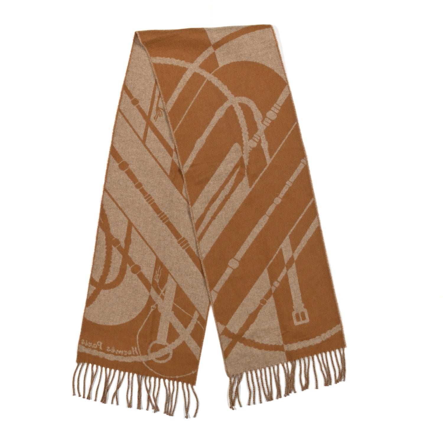 Hermes Cashmere Clic-Clac Muffler Camel Beige 1830000 – FASHIONPHILE