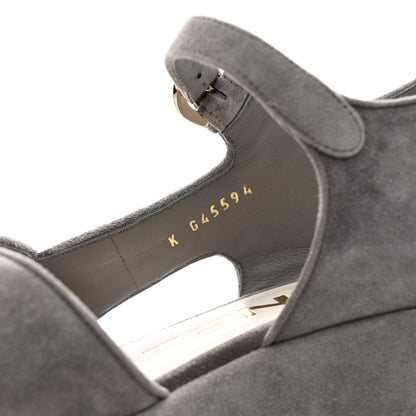 Chanel Suede Calfskin Peep Toe Wedge Sandals 40.5 Grey 9 of 9