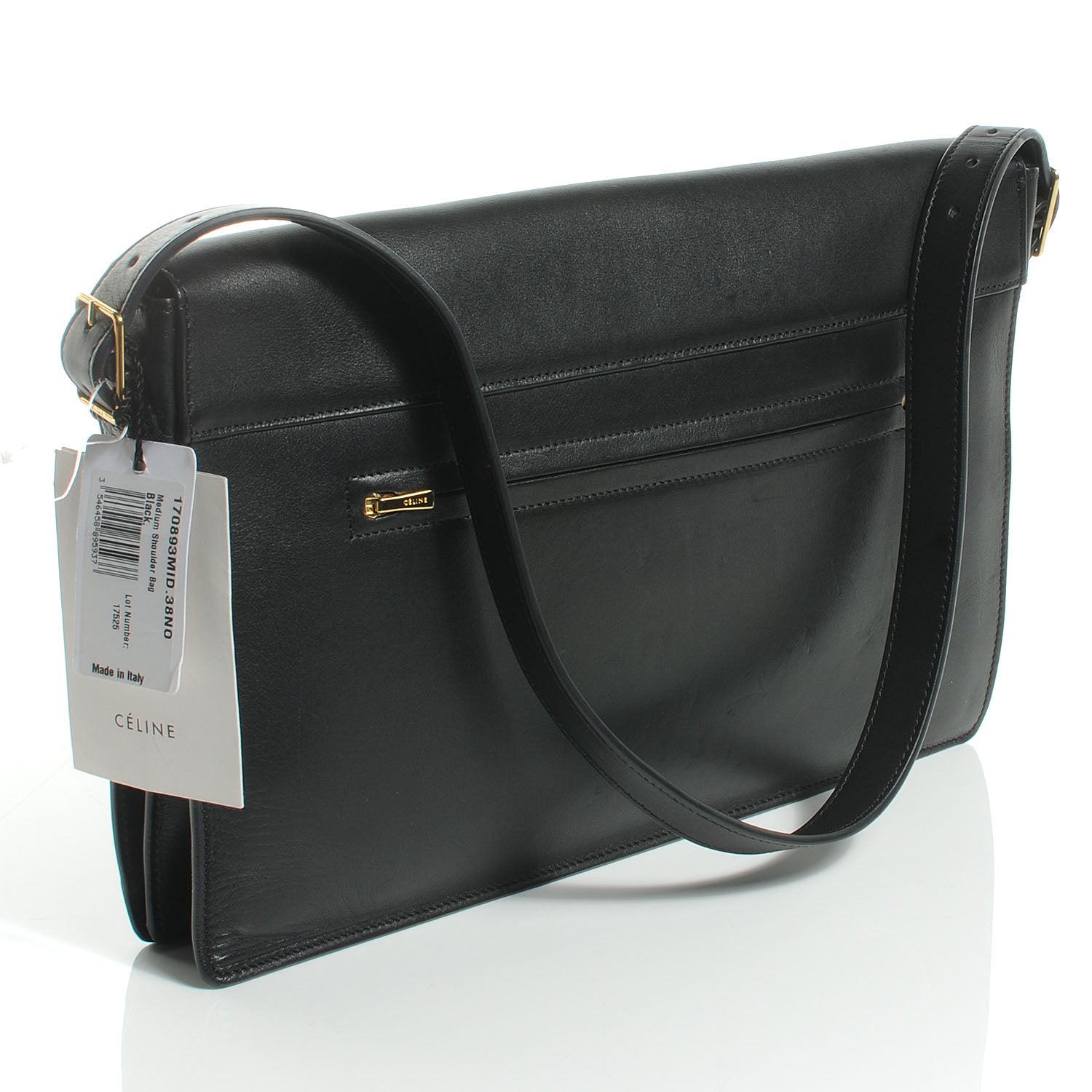 Celine Calfskin Medium Diamond Shoulder Bag Black 3 of 8