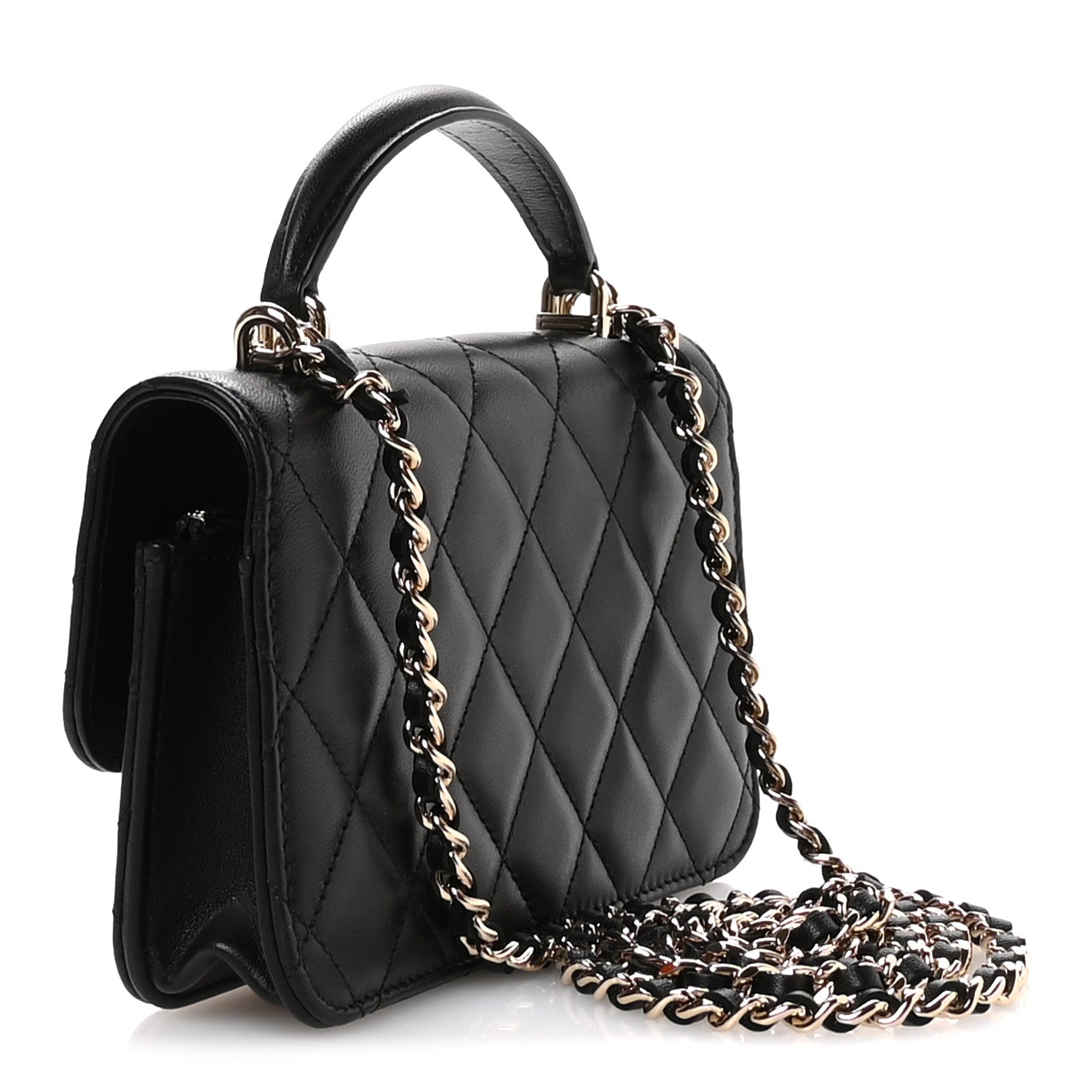Chanel Lambskin Quilted Flap Phone Holder With Chain Black 3 of 11