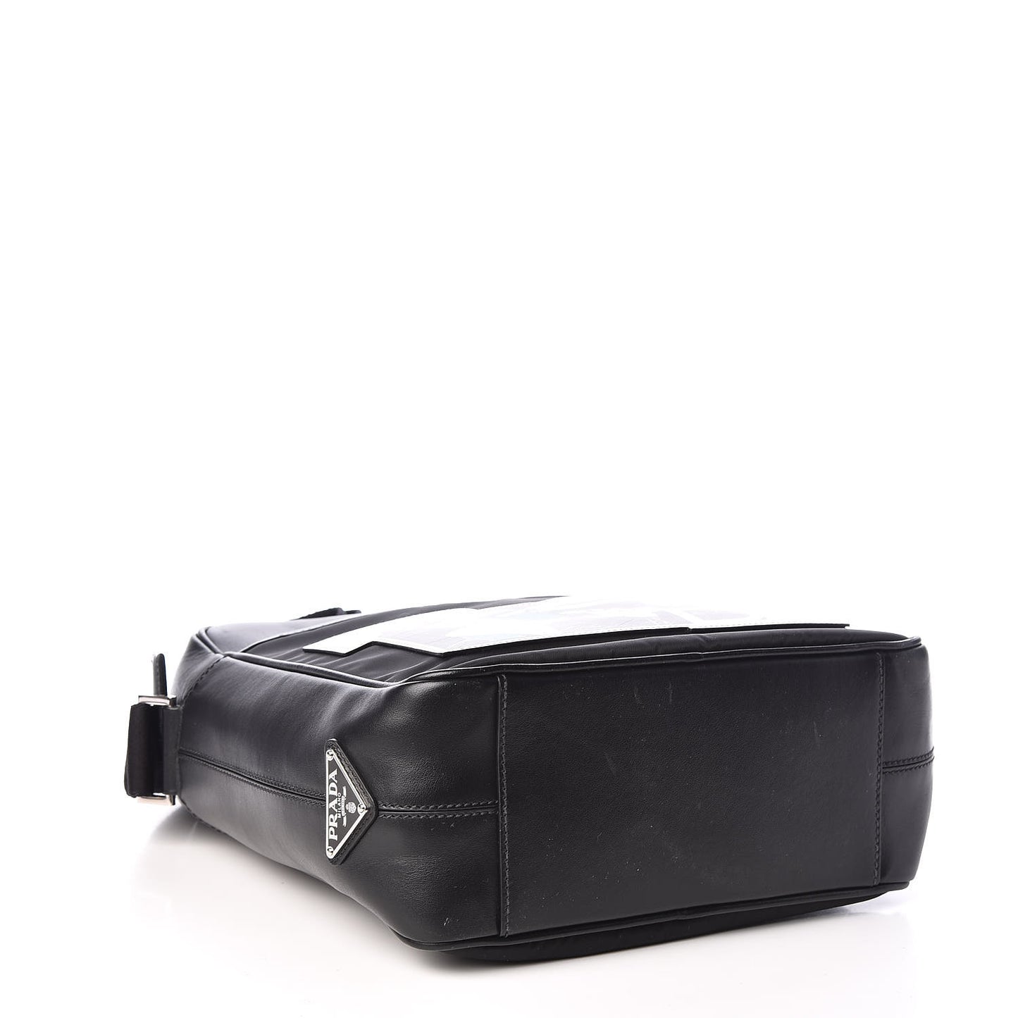 X JAMES JEAN Calfskin Nylon Robot Monkey Flat Messenger Black