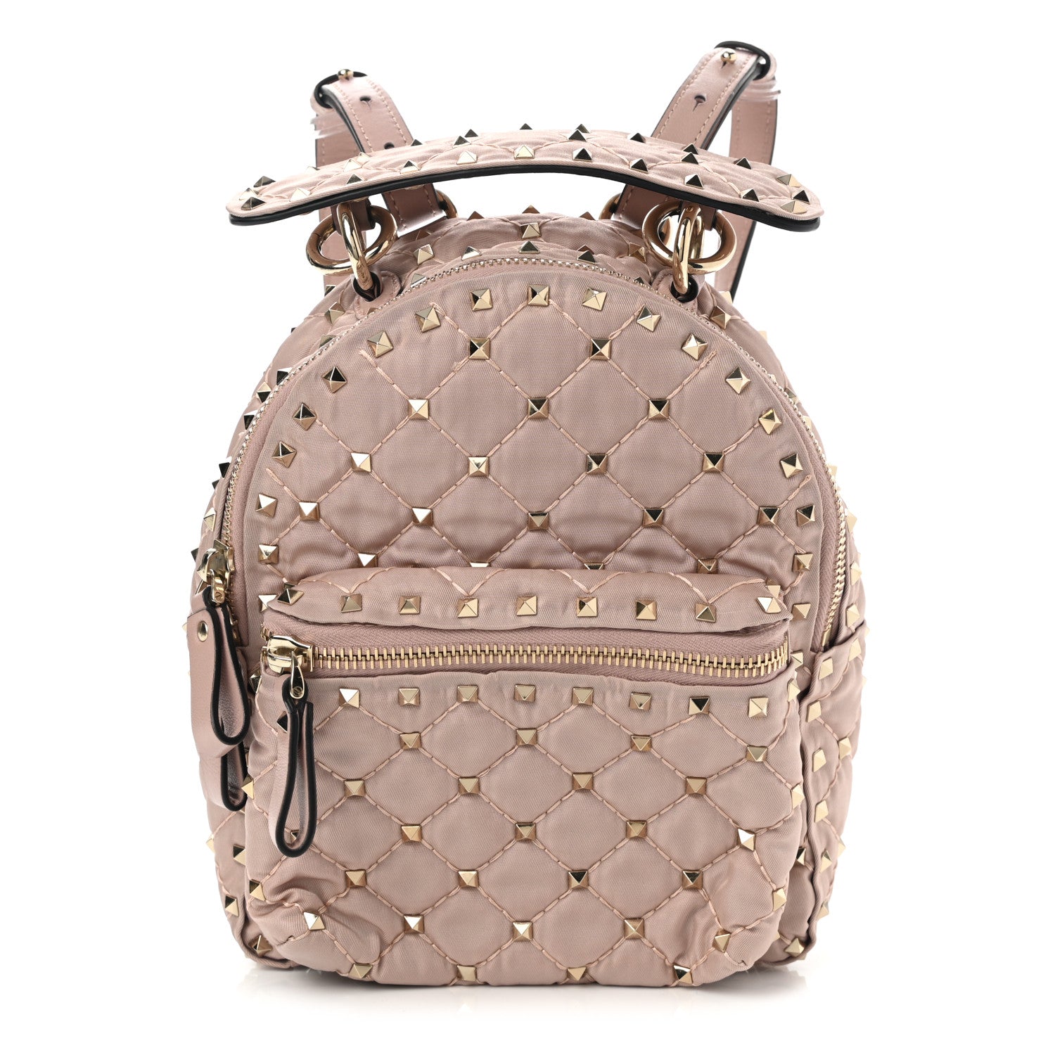 Valentino Garavani Nylon Quilted Mini Rockstud Spike Backpack Dusty Rose 1 of 10