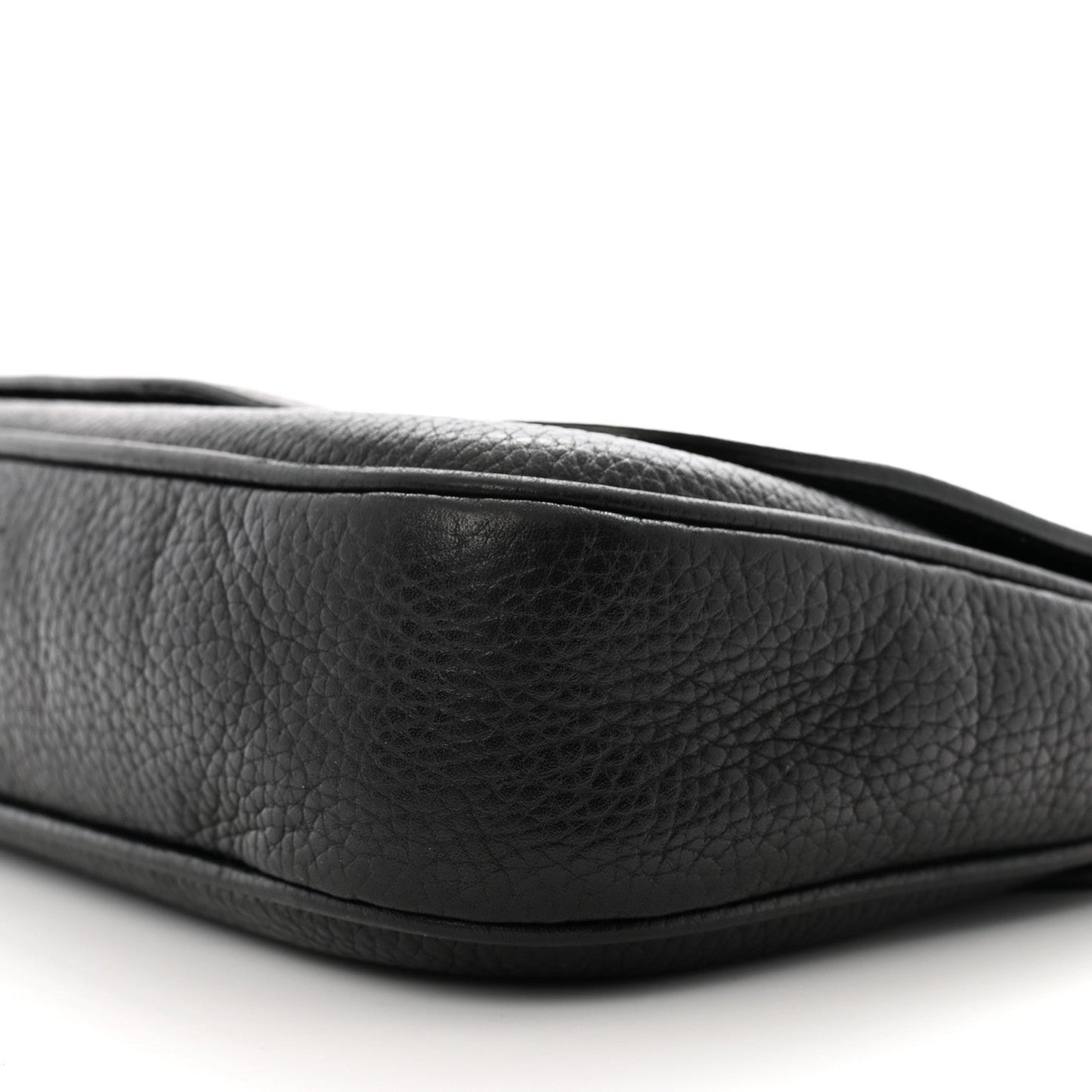 Pebbled Calfskin Medium Soho Flap Crossbody Black