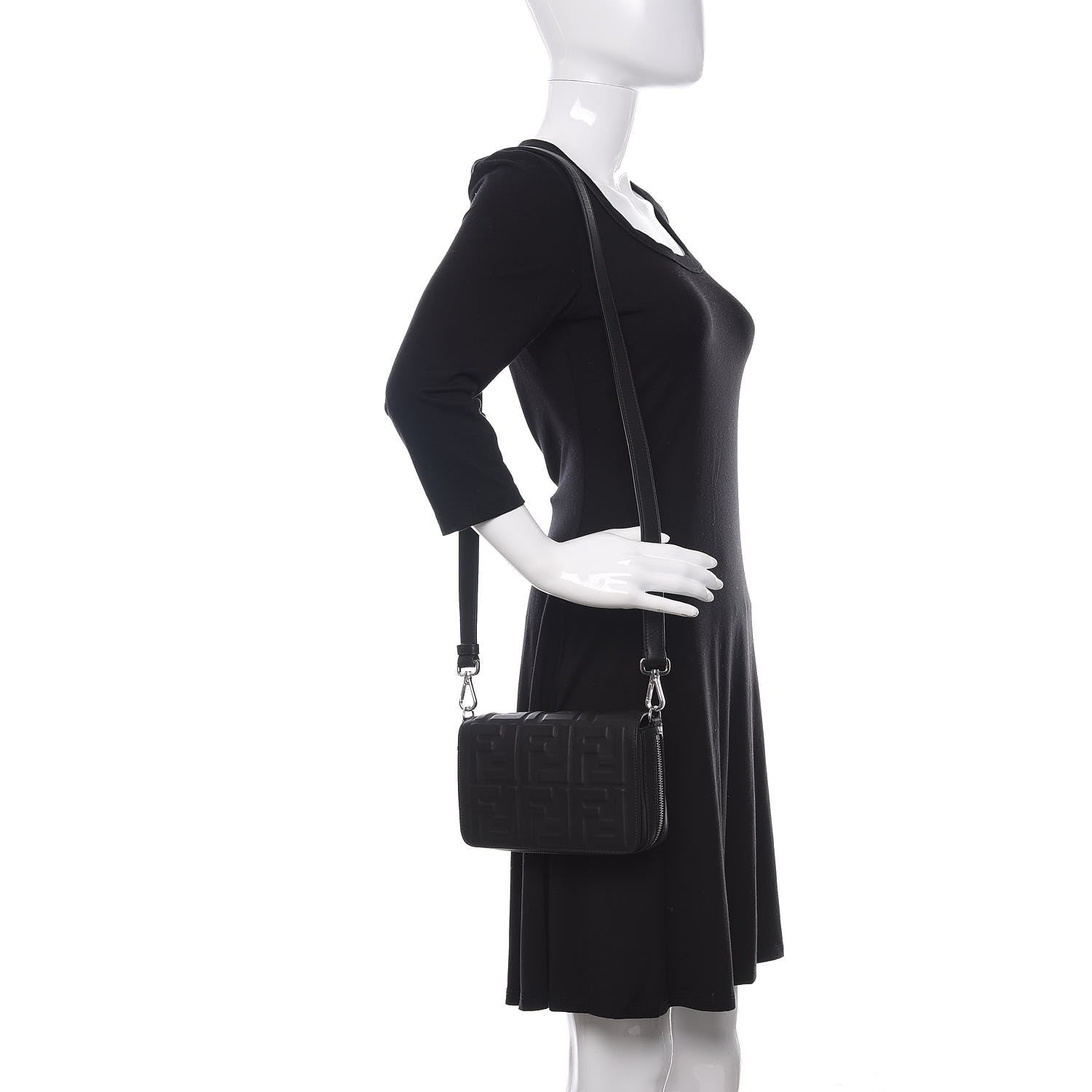 Fendi Nappa FF 1974 Embossed Mini Expandable Flap Bag Black 2 of 10