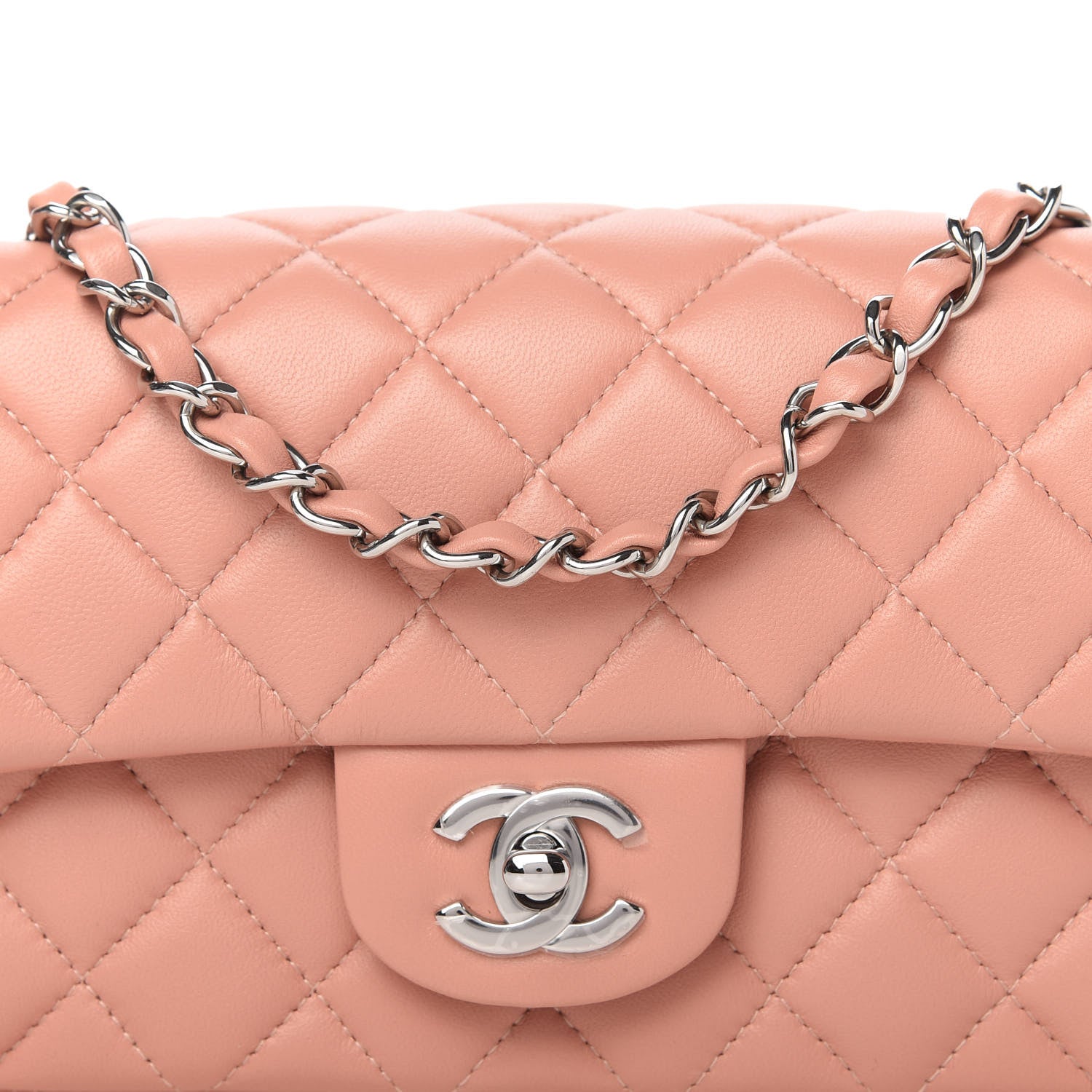 Chanel Lambskin Quilted Mini Rectangular Flap Light Pink 10 of 11