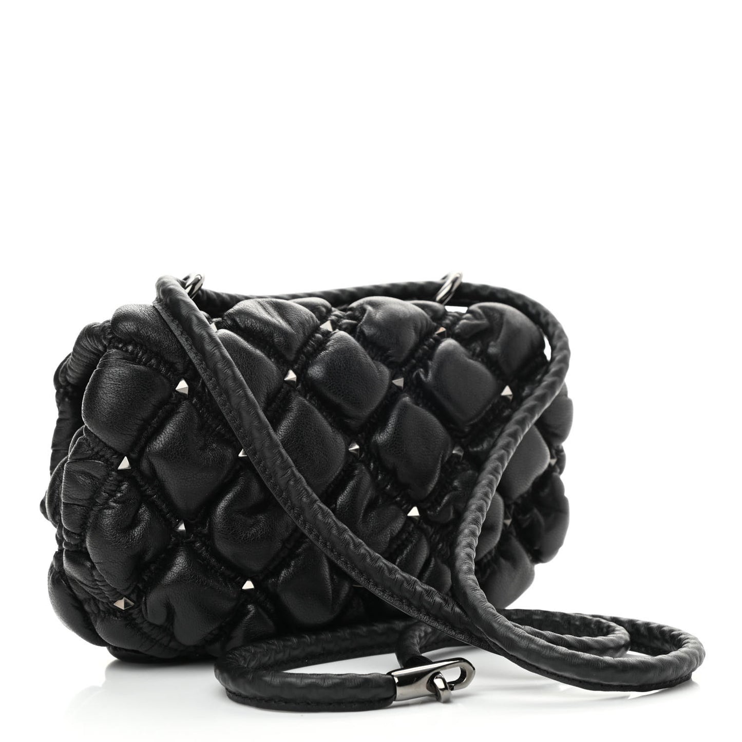 Nappa Small Spikeme Shoulder Bag Black