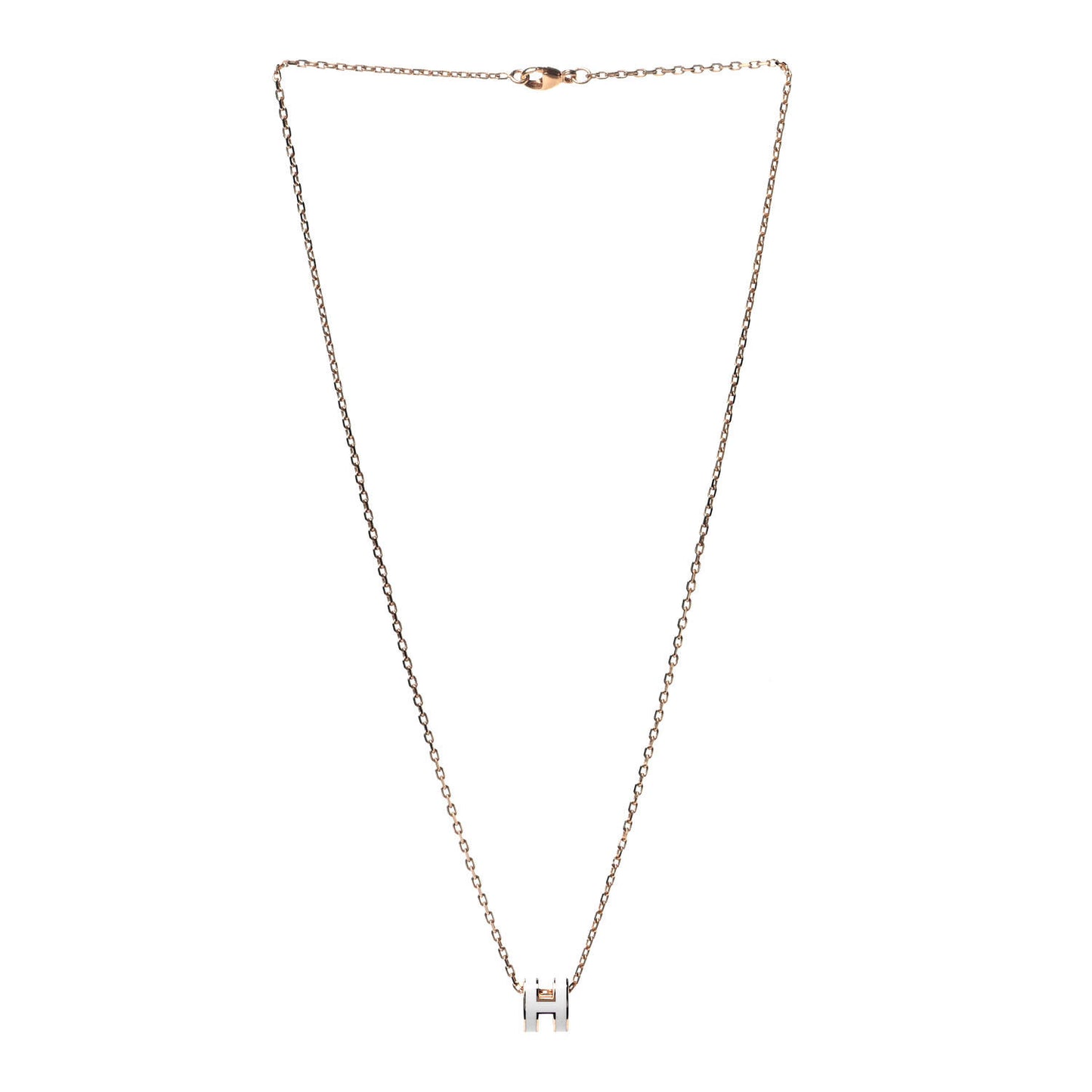 Lacquered Gold Mini Pop H Pendant Necklace White