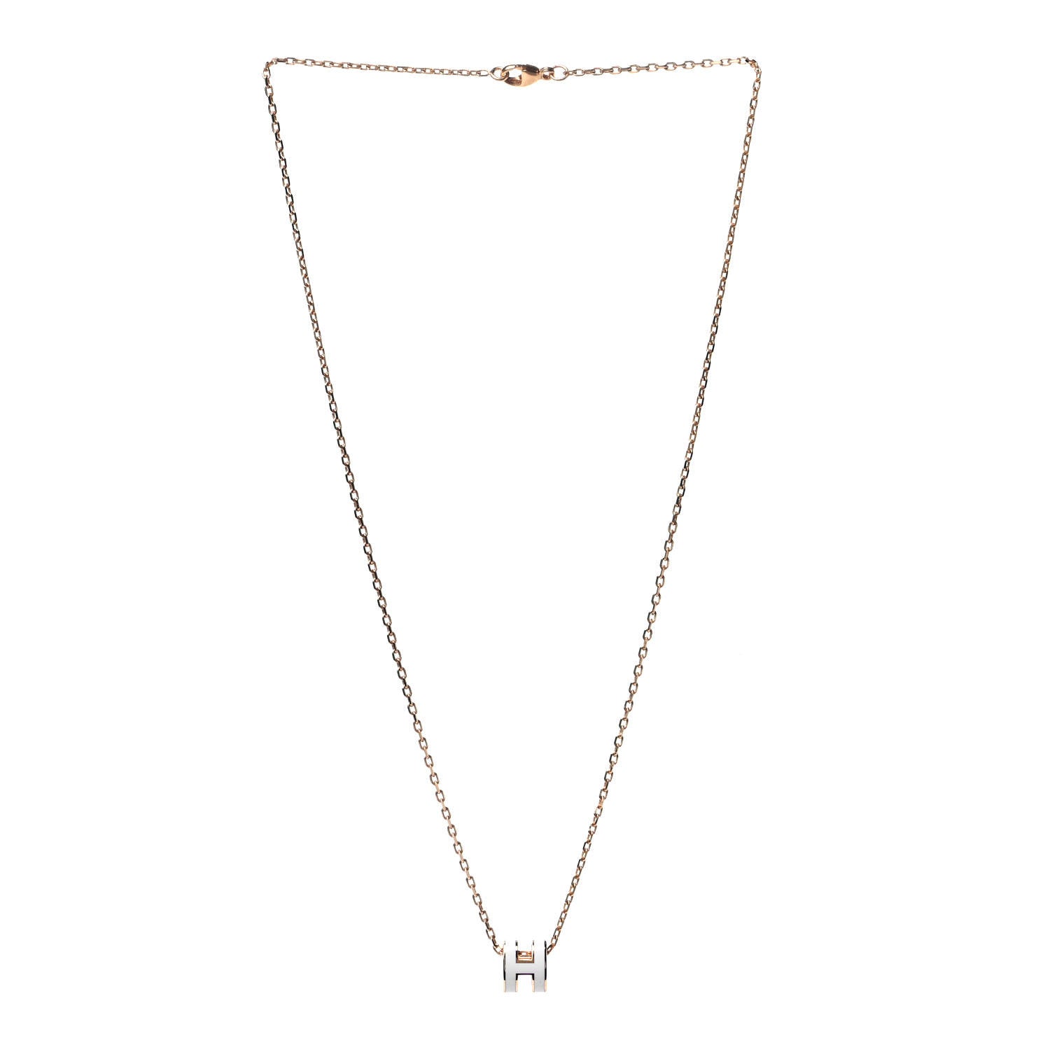 Hermes Lacquered Gold Mini Pop H Pendant Necklace White 2 of 4