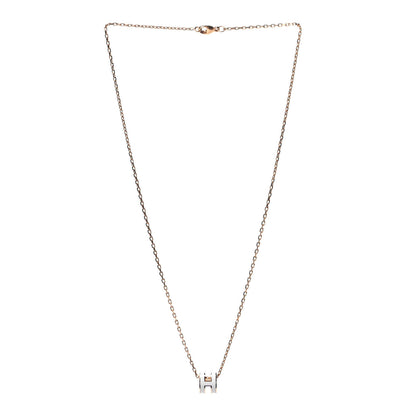 Hermes Lacquered Gold Mini Pop H Pendant Necklace White 2 of 4