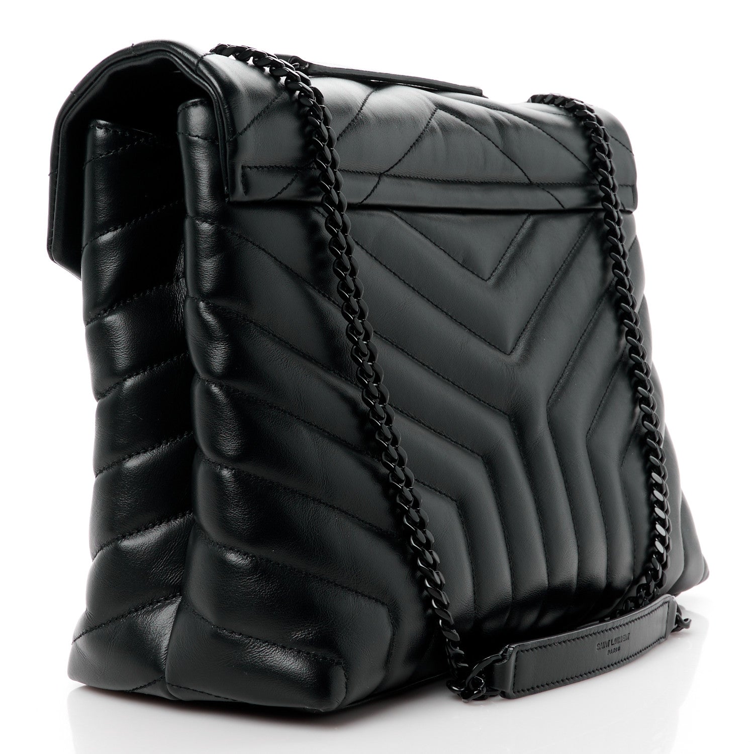 Saint Laurent Calfskin Y Quilted Monogram Monochrome Medium Loulou Chain Satchel Black 3 of 11
