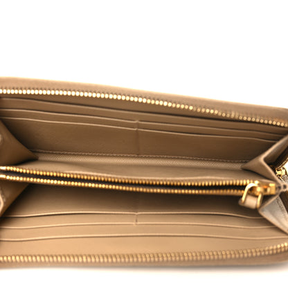 Prada Saffiano Metal Zip Around Wallet Sabbia 5 of 7