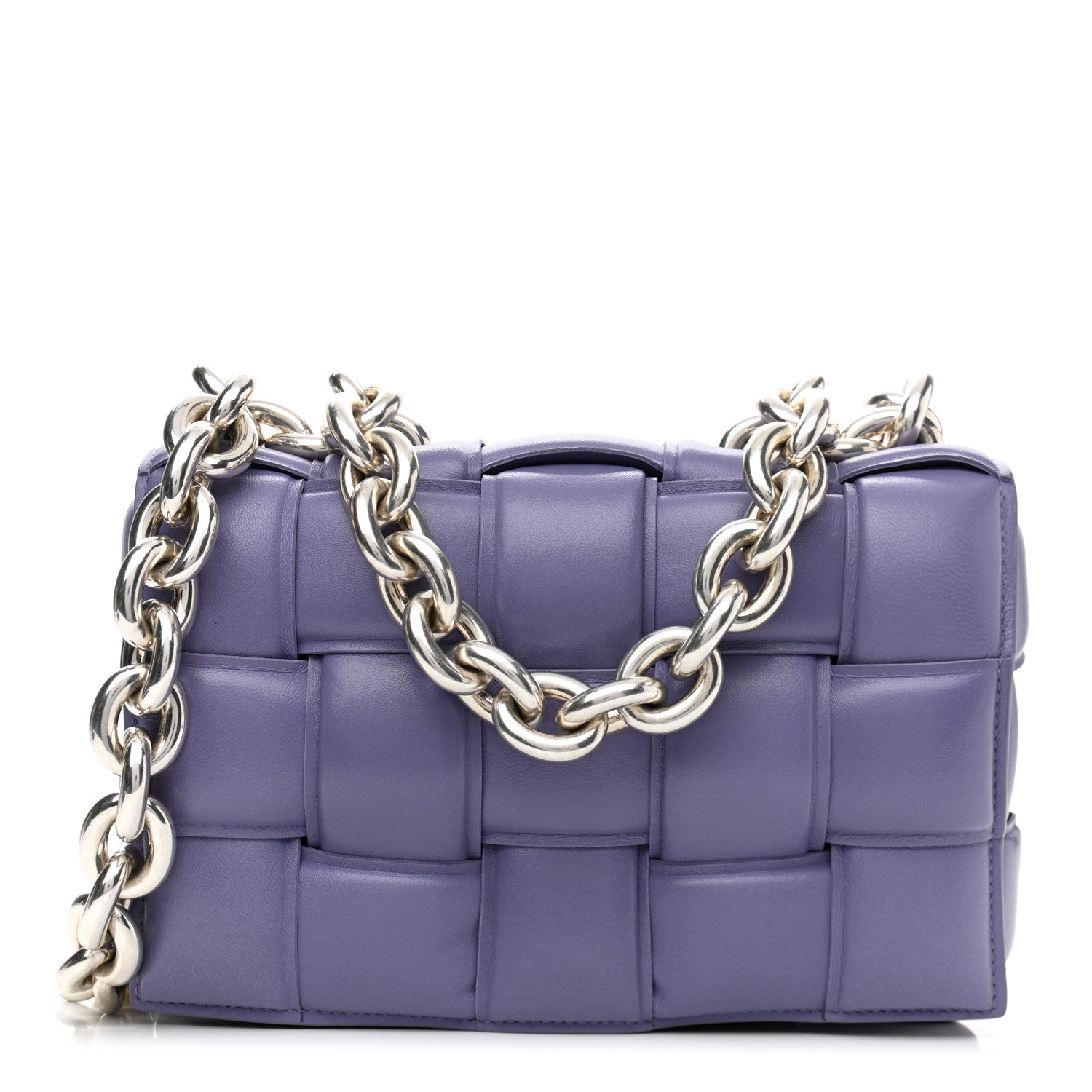 Bottega Veneta Lambskin Maxi Intreccio Padded Chain Cassette Crossbody Bag Lavender 1 of 9