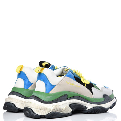 Balenciaga Fabric Mesh Nappa Mens Triple S Sneakers 44 Bleu White Vert Jaune 4 of 8