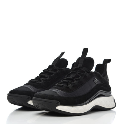 Chanel Velvet Calfskin Mixed Fibers CC Sneakers 39.5 Black 3 of 9