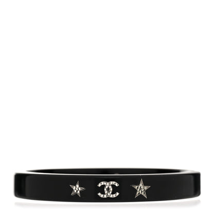 Chanel Resin Crystal CC Star Bangle Bracelet Black 1 of 4
