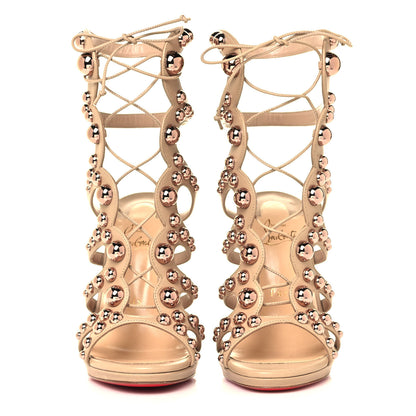 Christian Louboutin Kid Amazoubille 120 Studded Gladiator Sandals 38 Nude Rose Gold 2 of 12