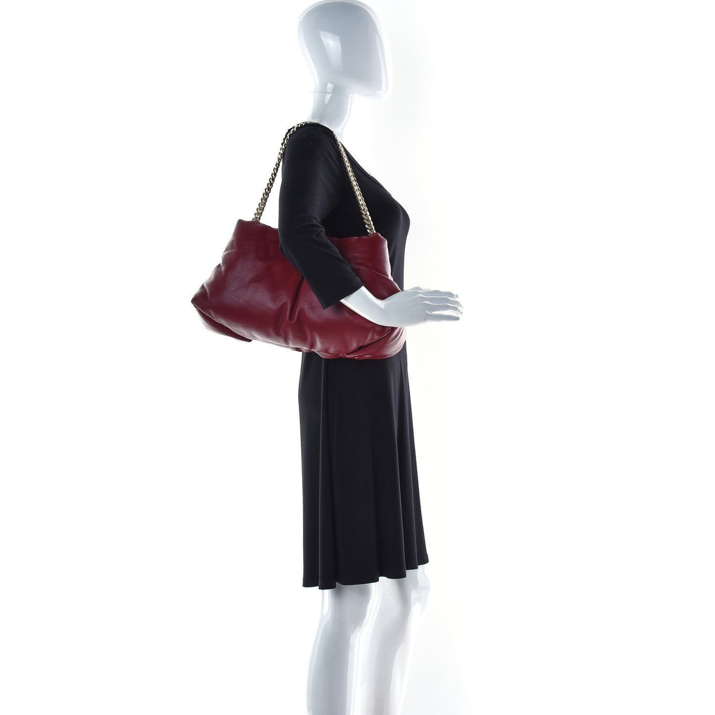 Lambskin Puffy Chain Tobo Bag Red