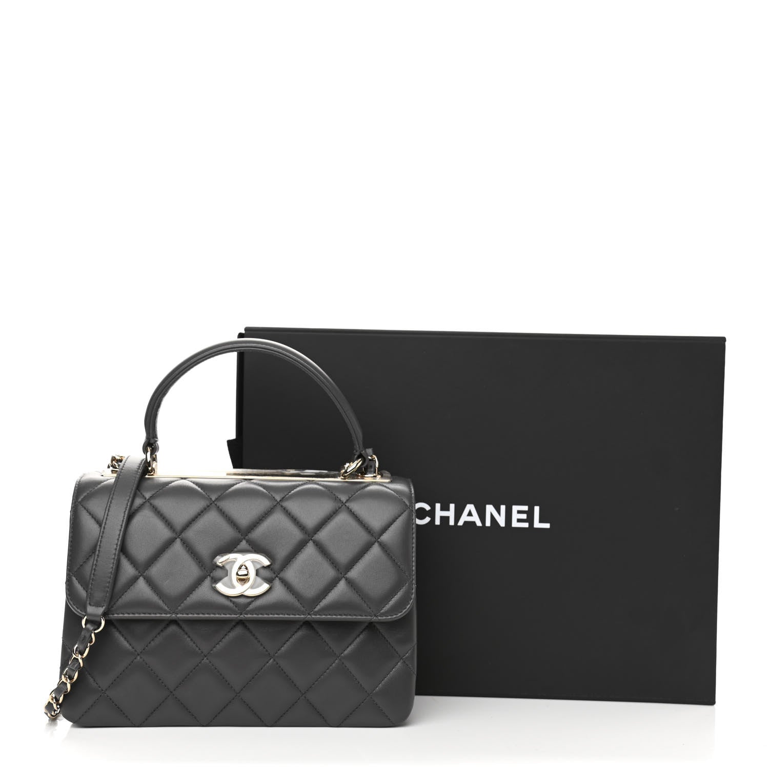 Chanel Lambskin Quilted Small Trendy CC Dual Handle Flap Bag Dark Grey 11 of 12