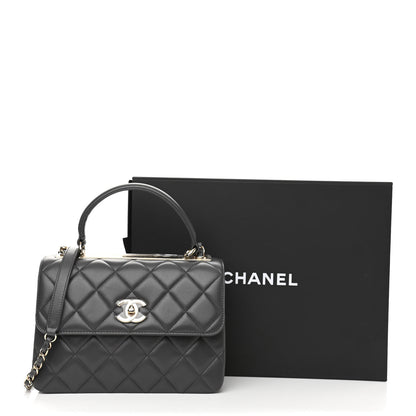 Chanel Lambskin Quilted Small Trendy CC Dual Handle Flap Bag Dark Grey 11 of 12