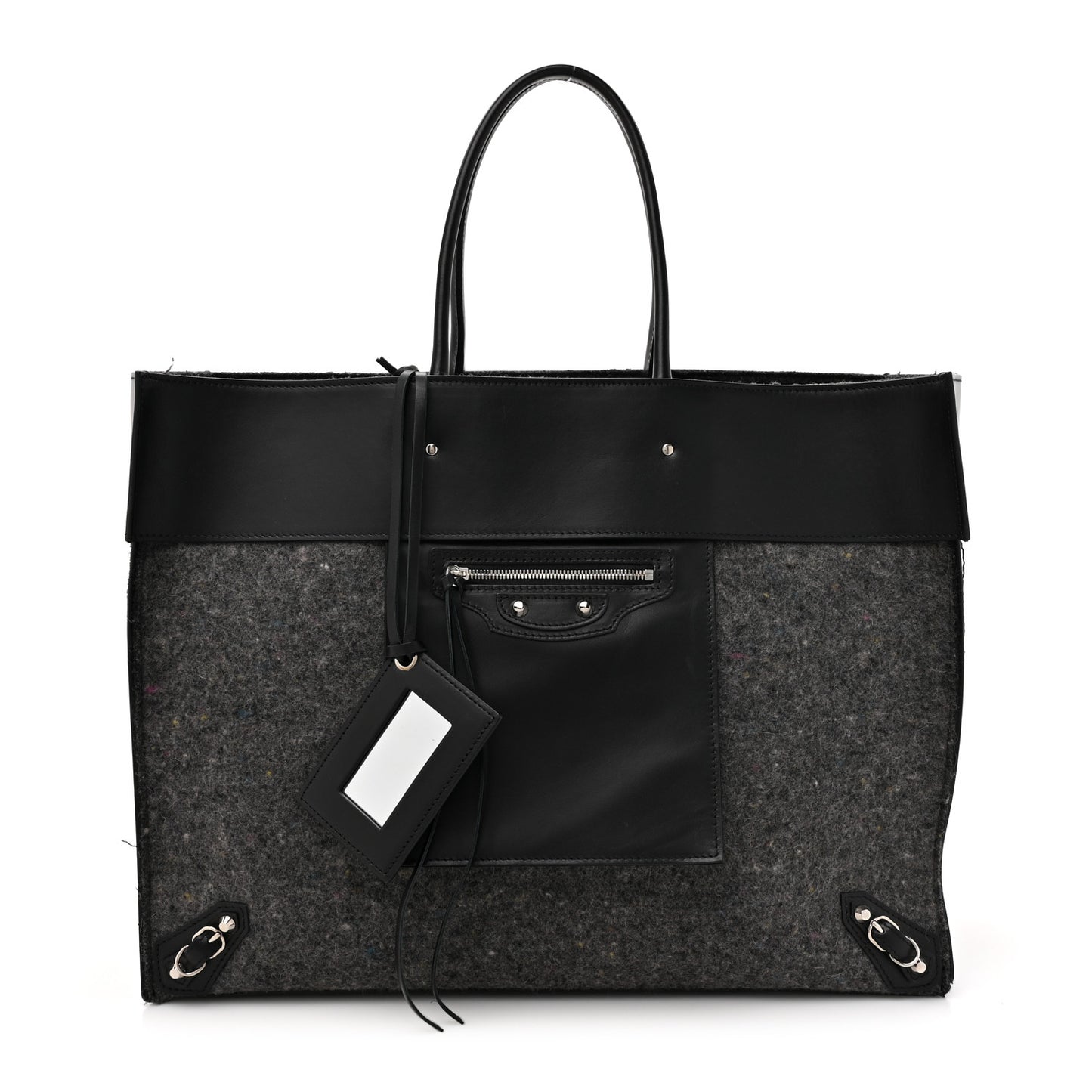 Felt Calfskin Papier A4 Tote Grey Black