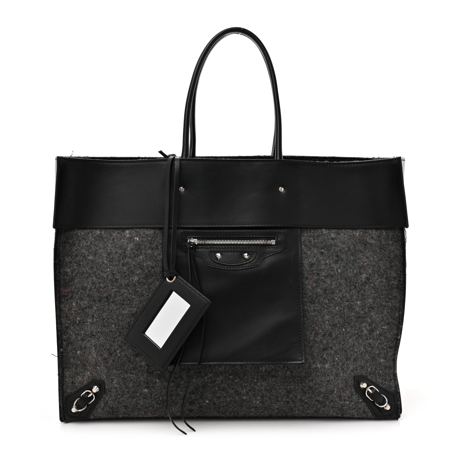 Balenciaga Felt Calfskin Papier A4 Tote Grey Black 1 of 15