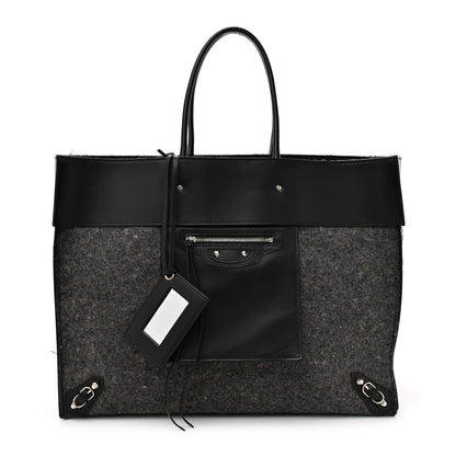 Balenciaga Felt Calfskin Papier A4 Tote Grey Black 1 of 15