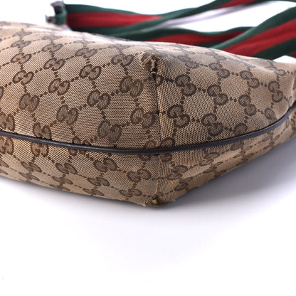 Gucci Monogram Web Medium Half Moon Hobo Dark Brown 6 of 13