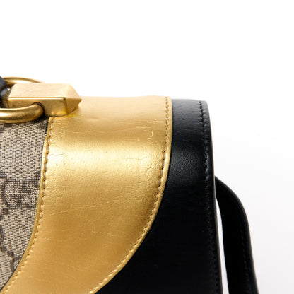 Gucci GG Supreme Monogram Small Osiride Top Handle Bag Black Gold 13 of 13
