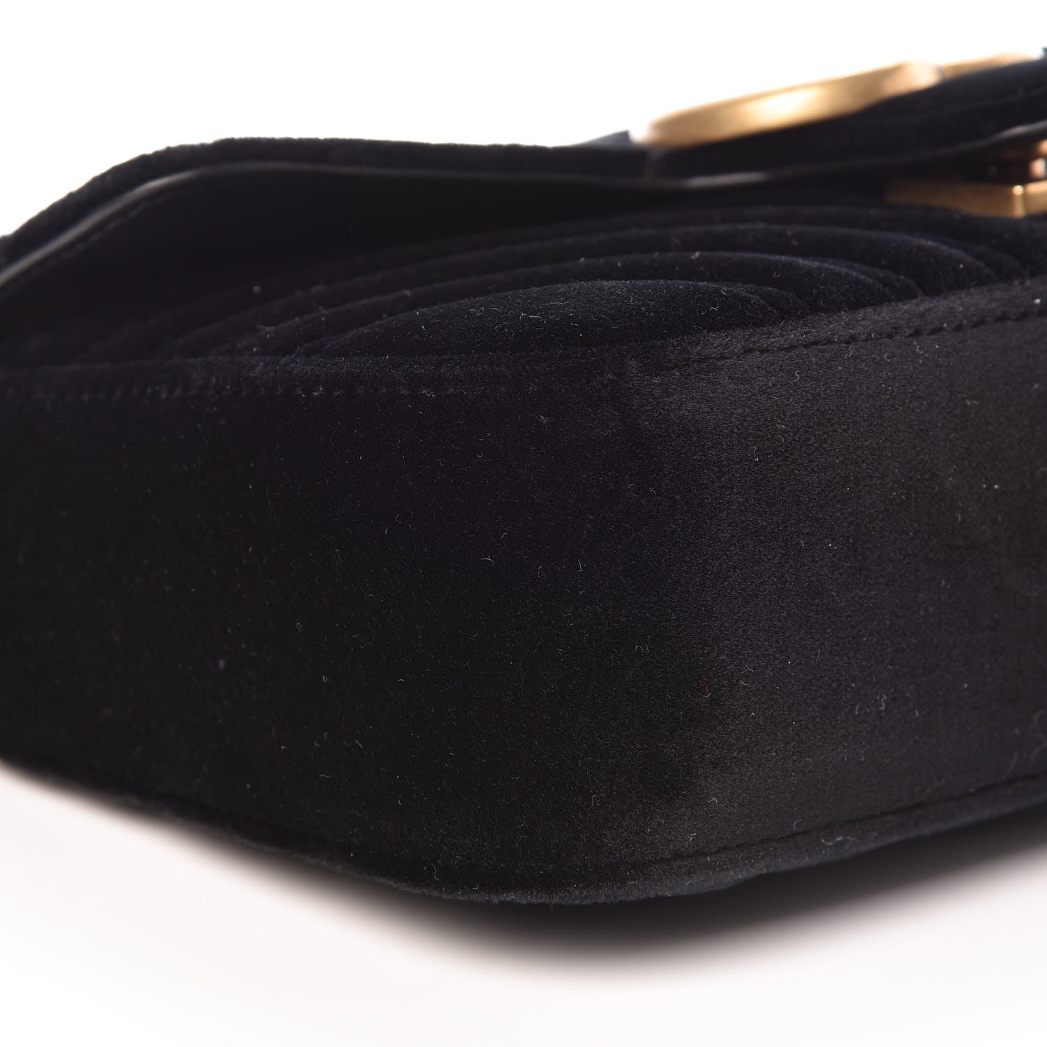 Gucci Velvet Matelasse Mini GG Marmont Shoulder Bag Black 9 of 10