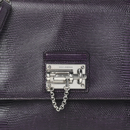 Dolce & Gabbana Lizard Calfskin Embossed Medium Monica Tote 7 of 9