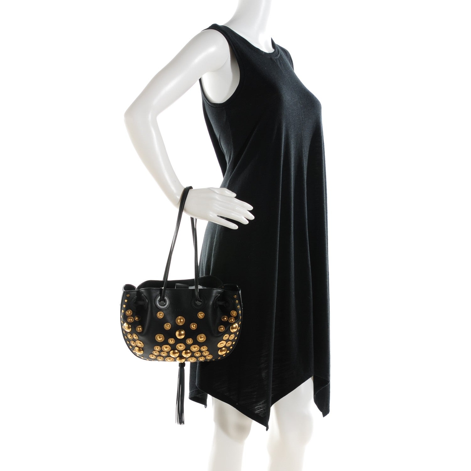 Chloe Lambskin Studded Small Inez Drawstring Bag Black 2 of 8