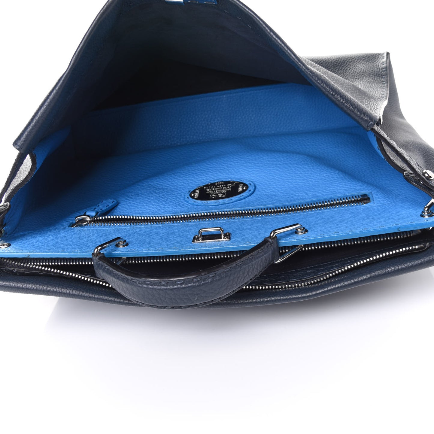 Cuoio Romano Selleria Bi-Color Large Mens Peekaboo Iconic Essential Satchel Lavagna Blue Royal