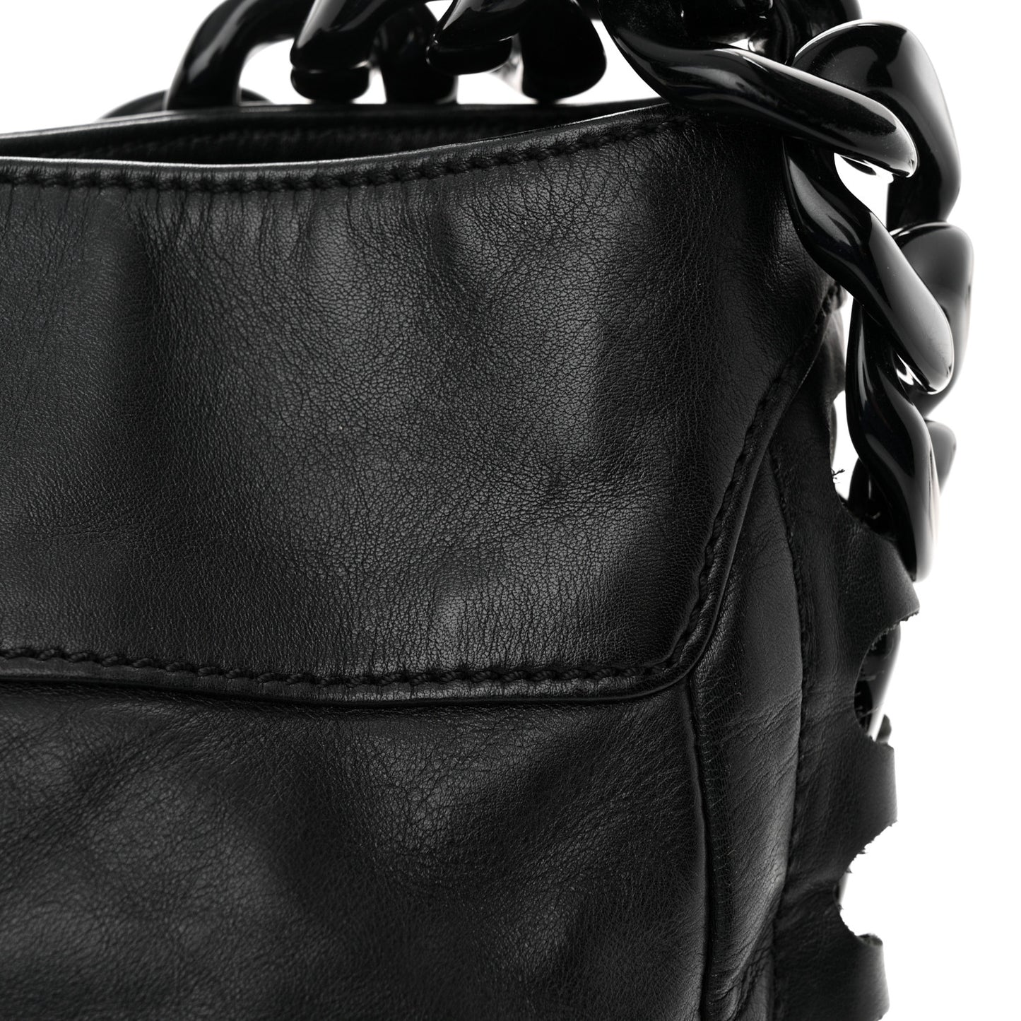 Calfskin Modern Chain Hobo Black
