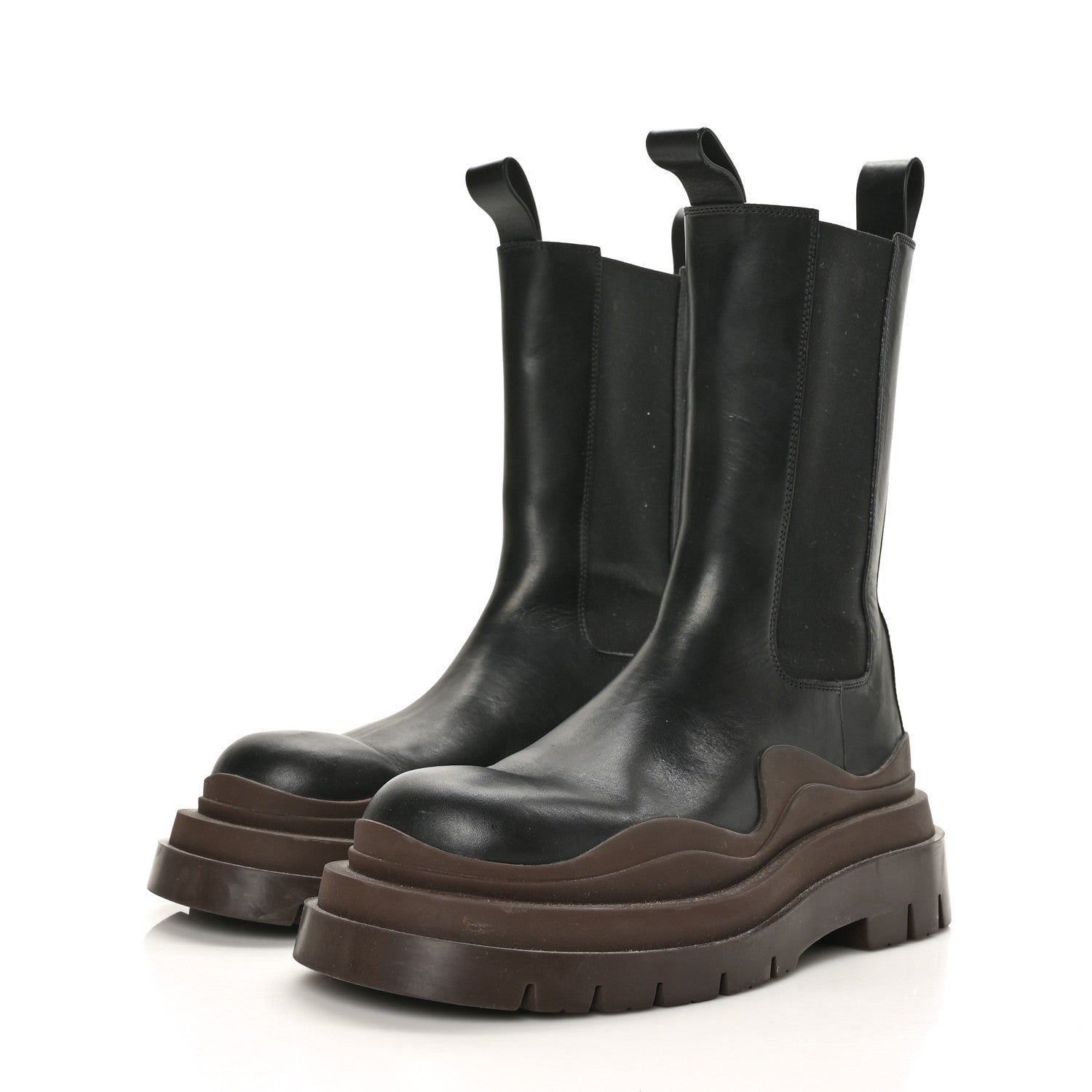 Bottega Veneta Calfskin The Tire Chelsea Boots 40 Black Ebony 3 of 8