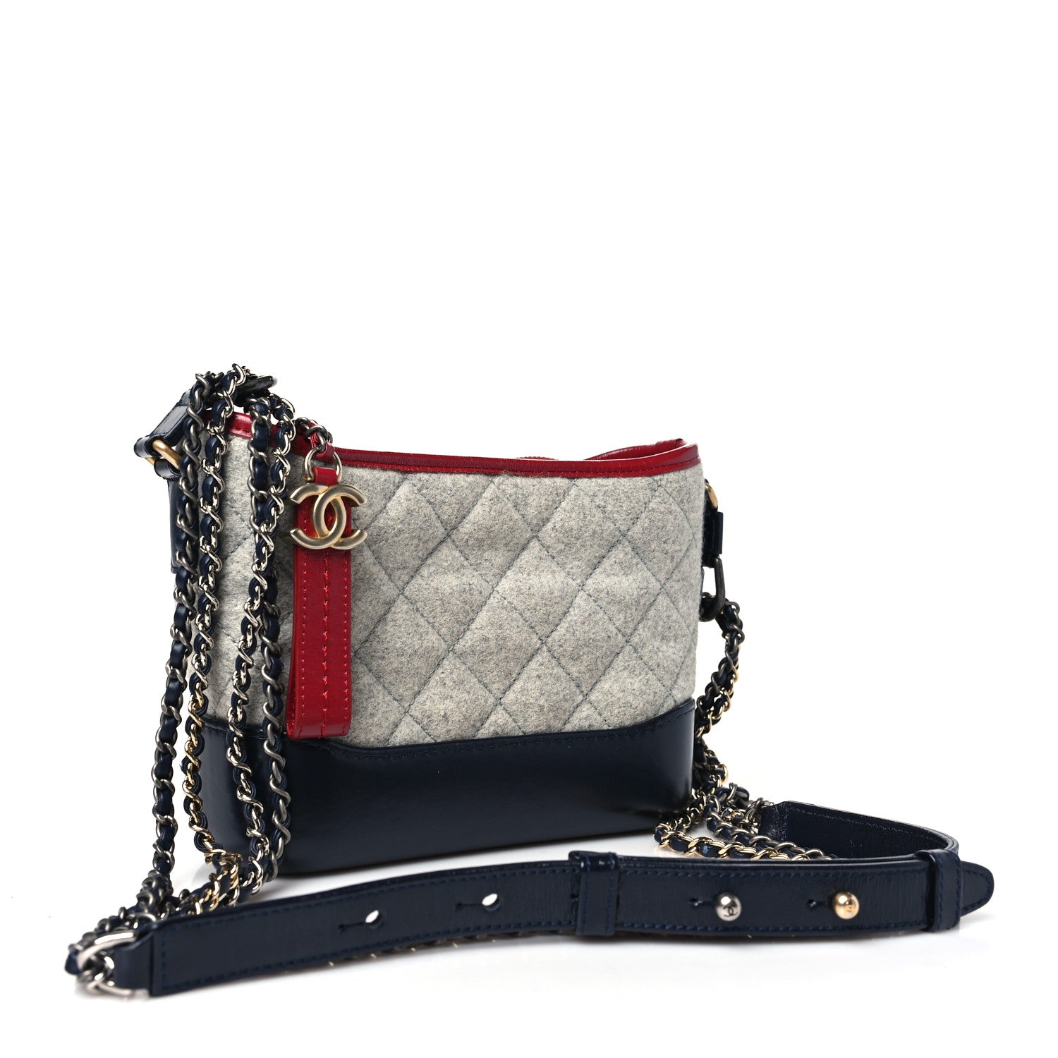 Chanel Wool Calfskin Quilted Small Gabrielle Hobo Navy 3 of 10