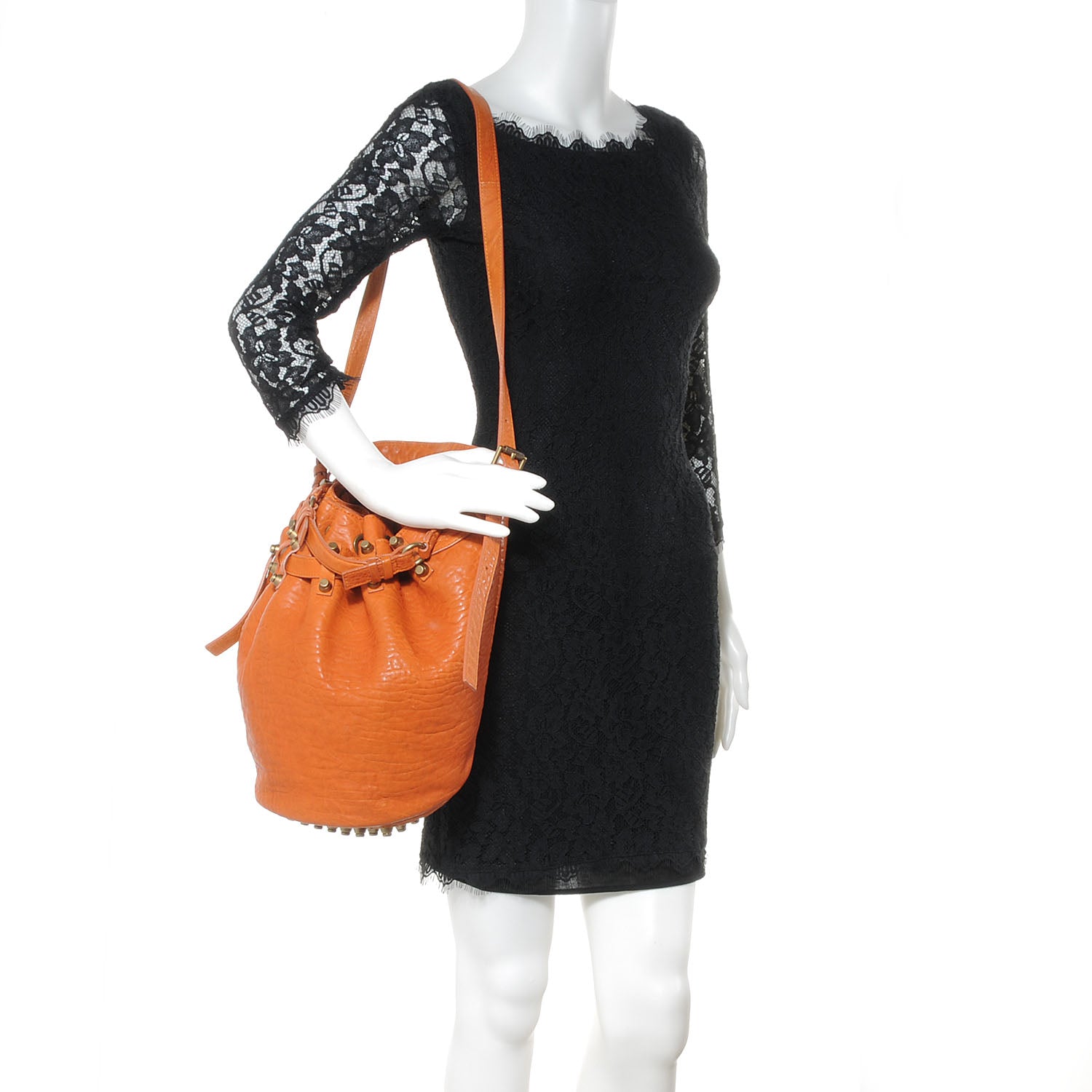 Alexander Wang Pebbled Leather Diego w Antique Brass Hardware Tangerine 2 of 7