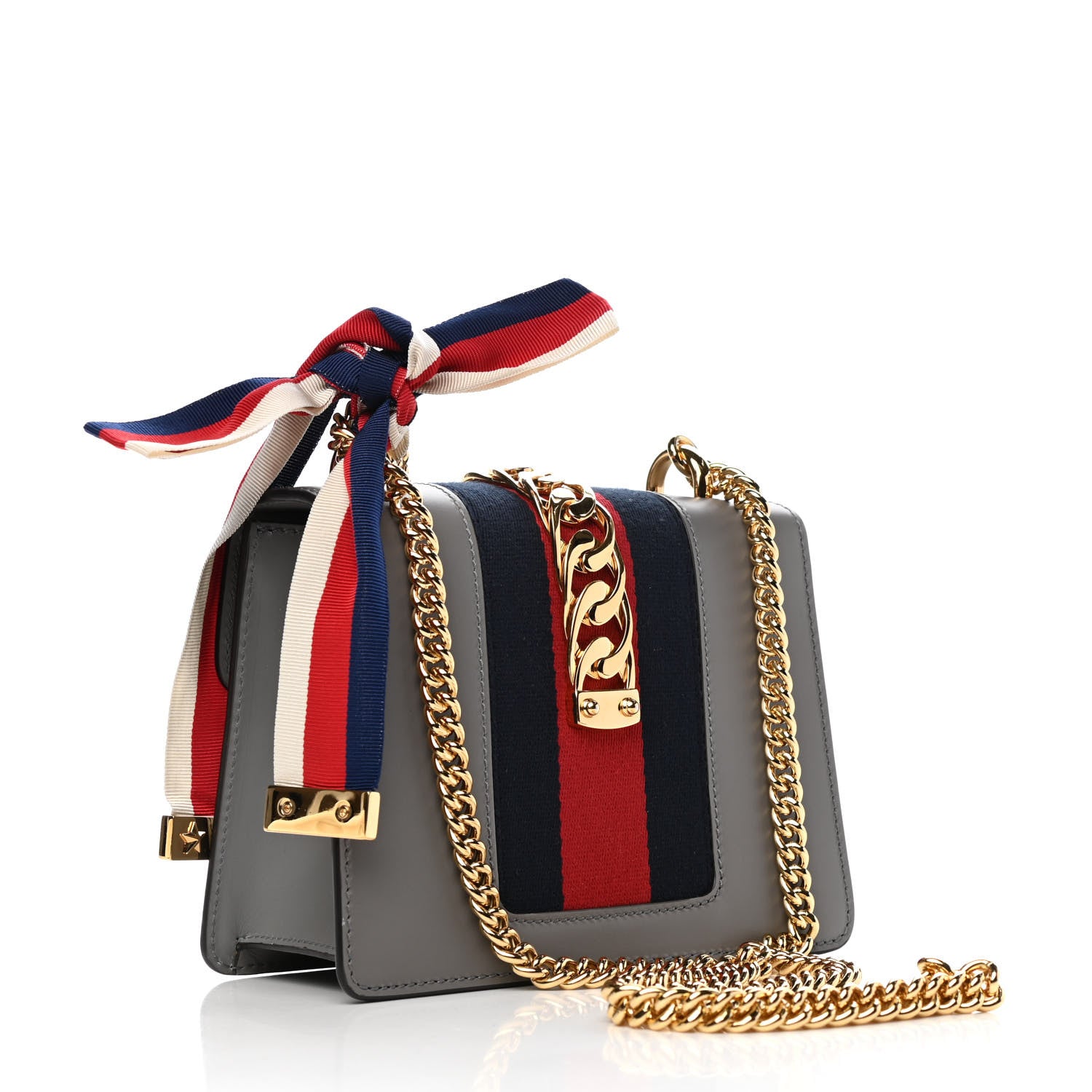 Gucci Calfskin Mini Sylvie Chain Shoulder Bag Deep Grey 3 of 9