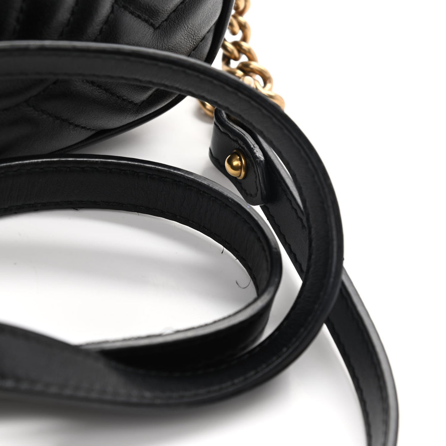 Calfskin Matelasse Mini GG Marmont Chain Shoulder Bag Black