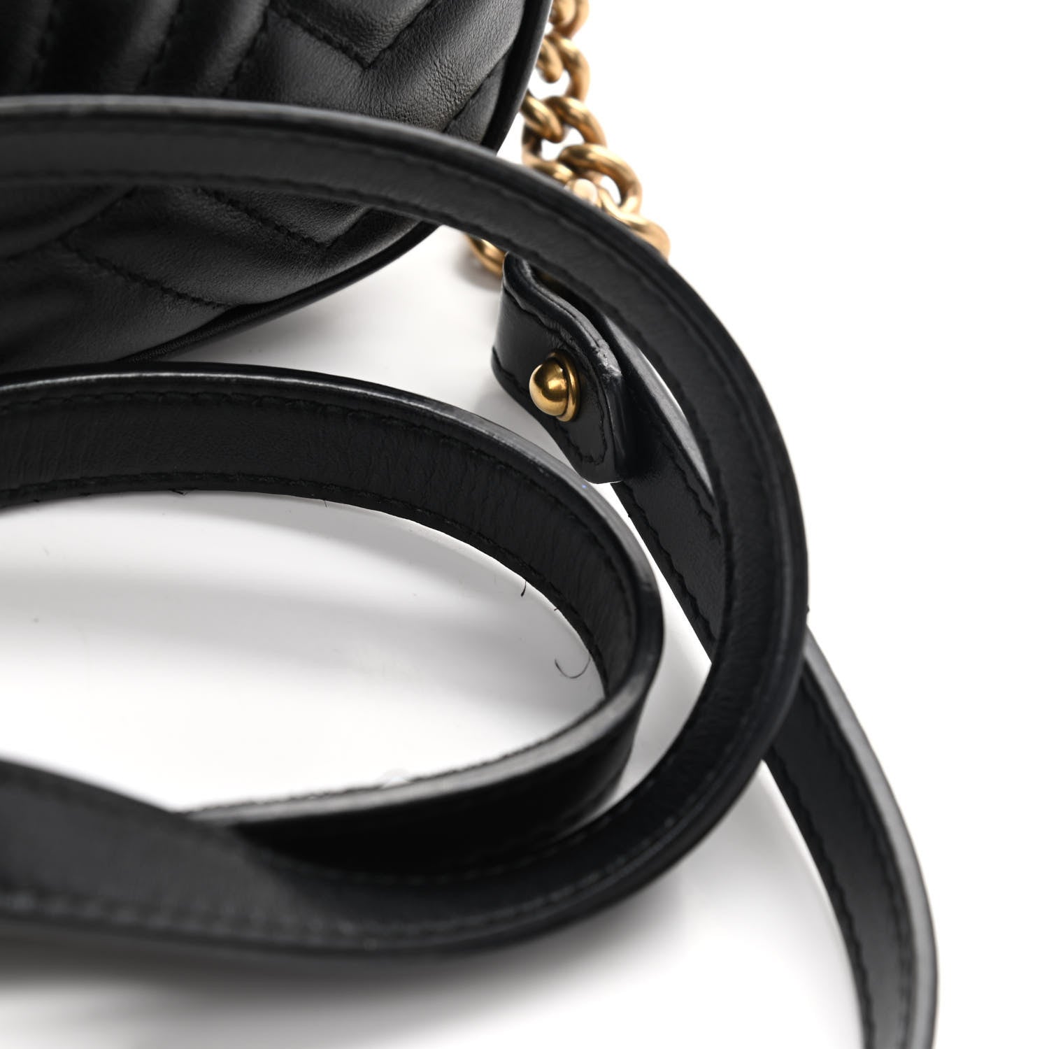 Gucci Calfskin Matelasse Mini GG Marmont Chain Shoulder Bag Black 11 of 11