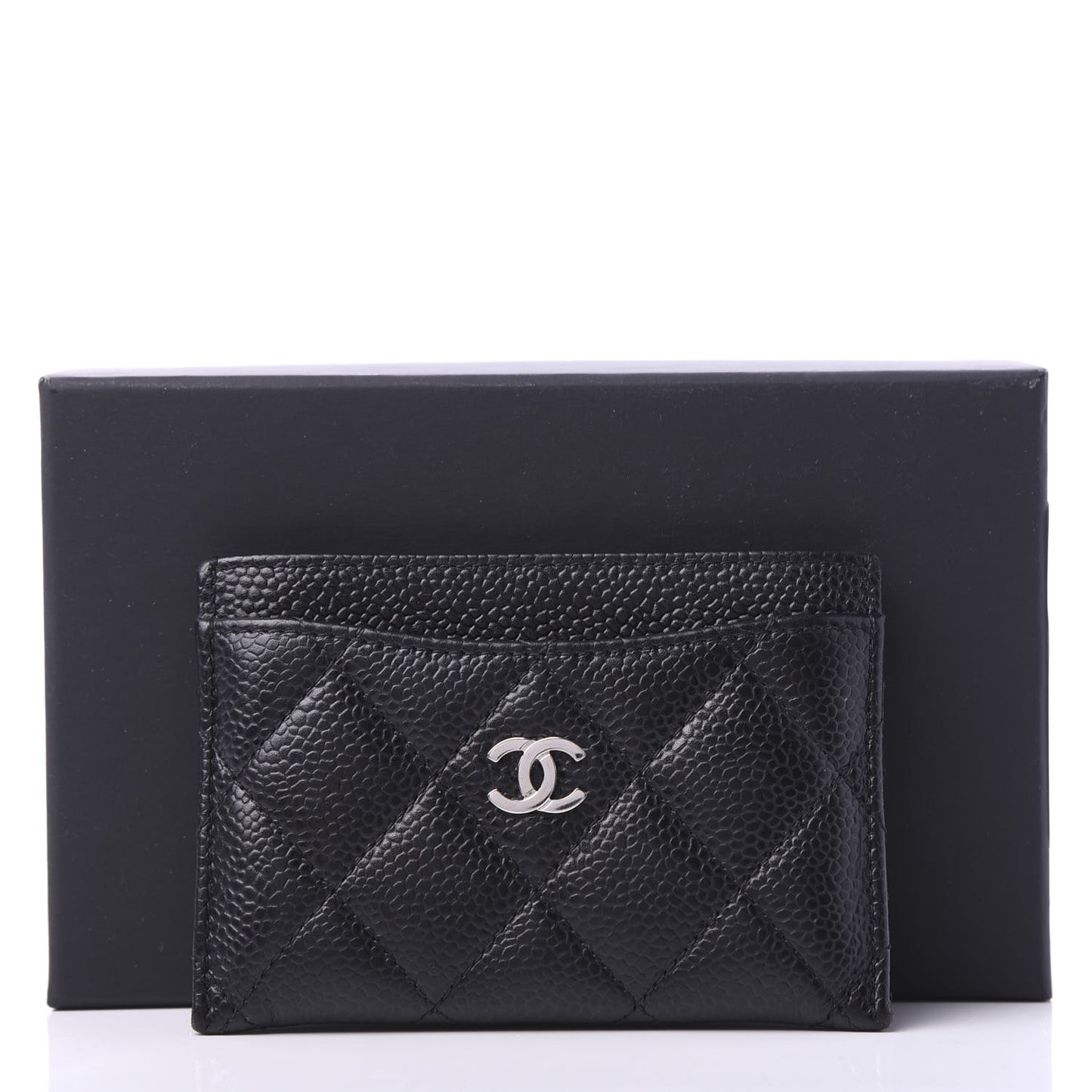 Caviar Quilted Card Holder Black