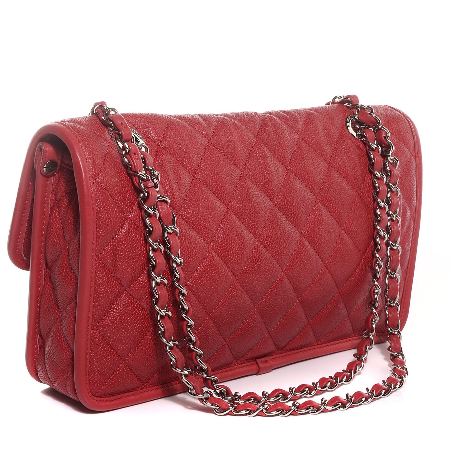 Caviar Quilted Medium French Riviera Flap Red