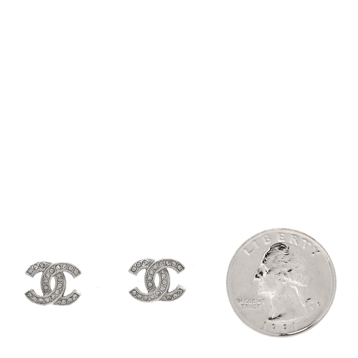 Chanel Crystal CC Earrings Silver 2 of 4