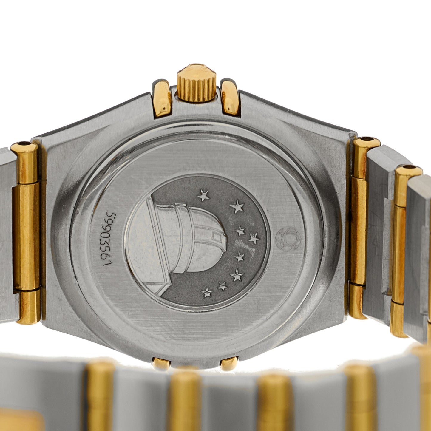 Stainless Steel 18K Yellow Gold 22mm Constellation Quartz Watch White 1362.30