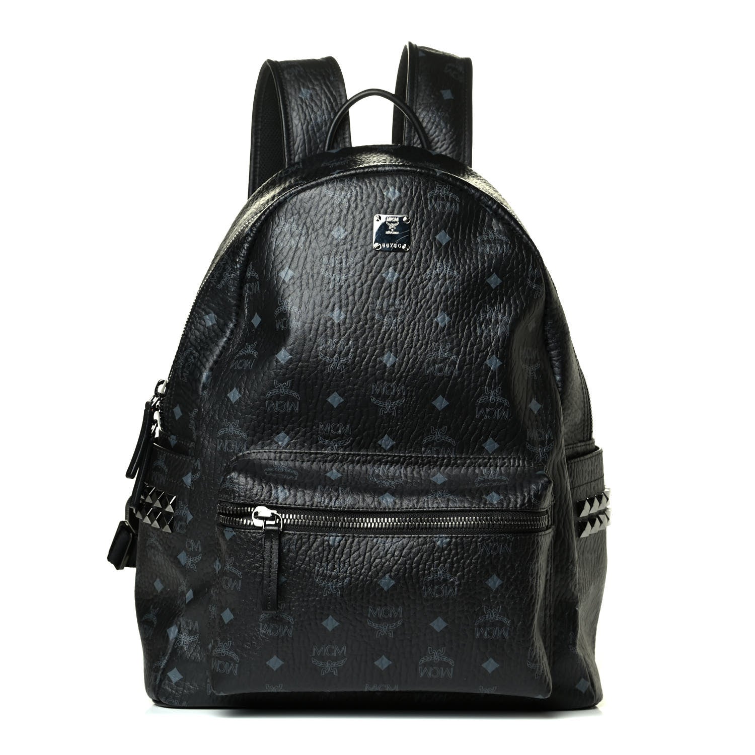 MCM Visetos Medium Side Studs Stark Backpack Black 1 of 8