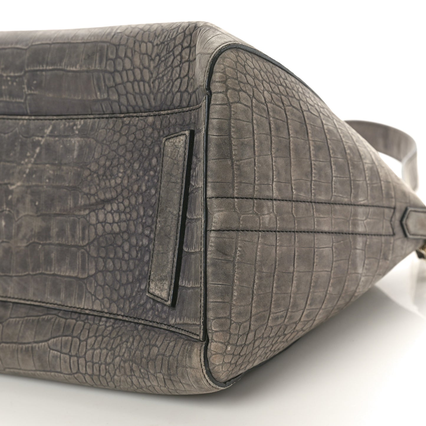 Nubuck Crocodile Embossed Medium Antigona Washed Black