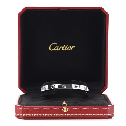 Cartier 18K White Gold Aquamarine Sapphire Spinel Amethyst LOVE Bracelet 17 5 of 5