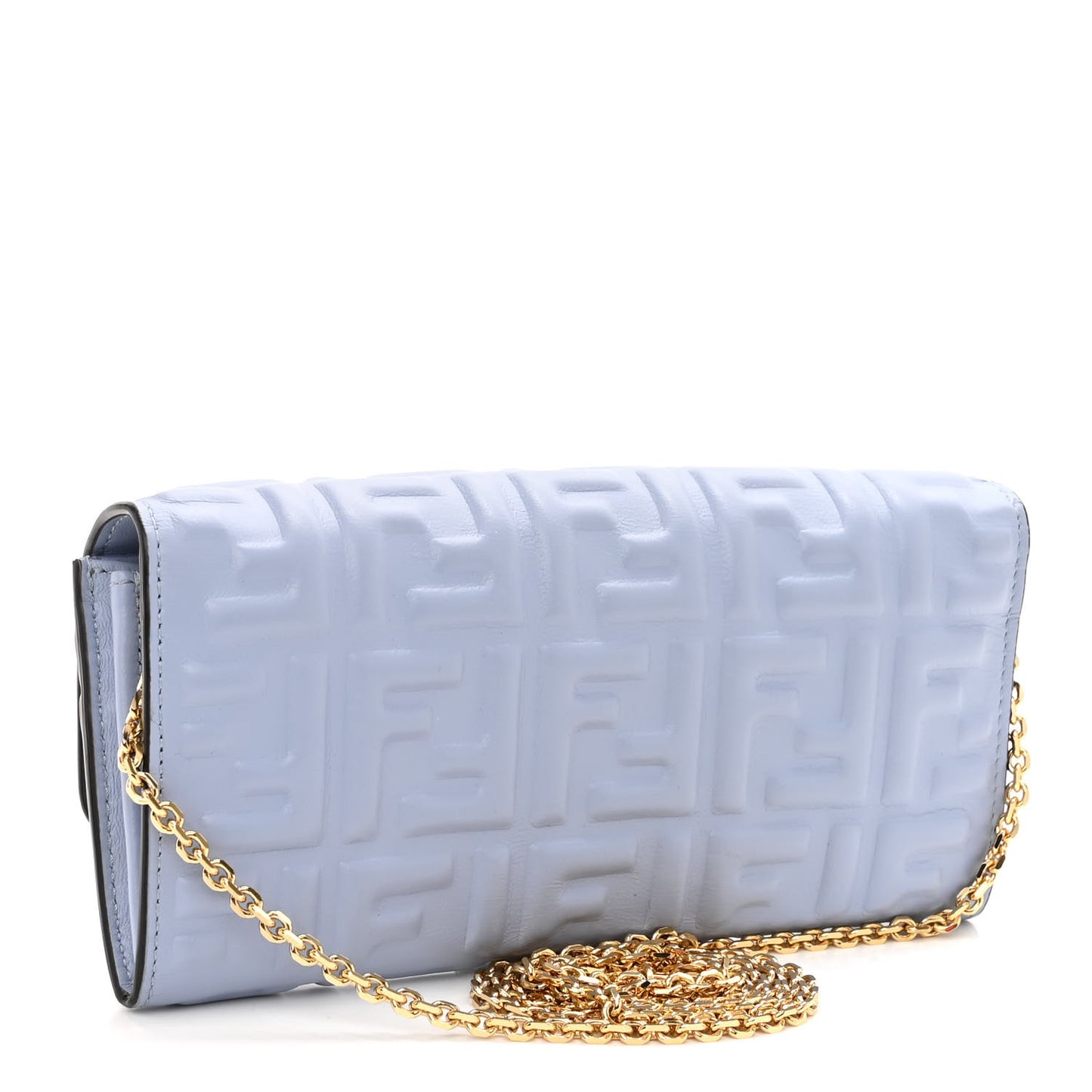 Nappa Matisse FF Embossed Continental Wallet on Chain Placid Blue